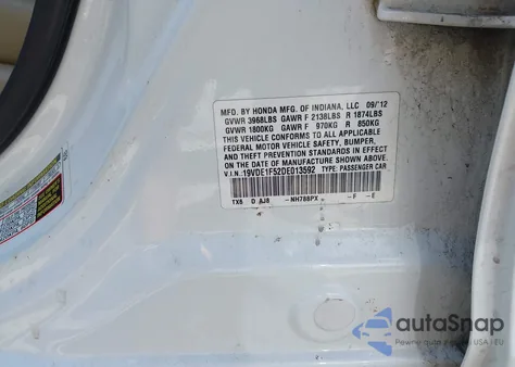 2013 Acura Ilx 2.0L z USA, uszkodzony, nr VIN 19VDE1F52DE013592